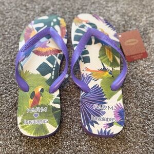Farm Rio x Havaianas Women's Flip Flops with Tropical Print and Purple Straps